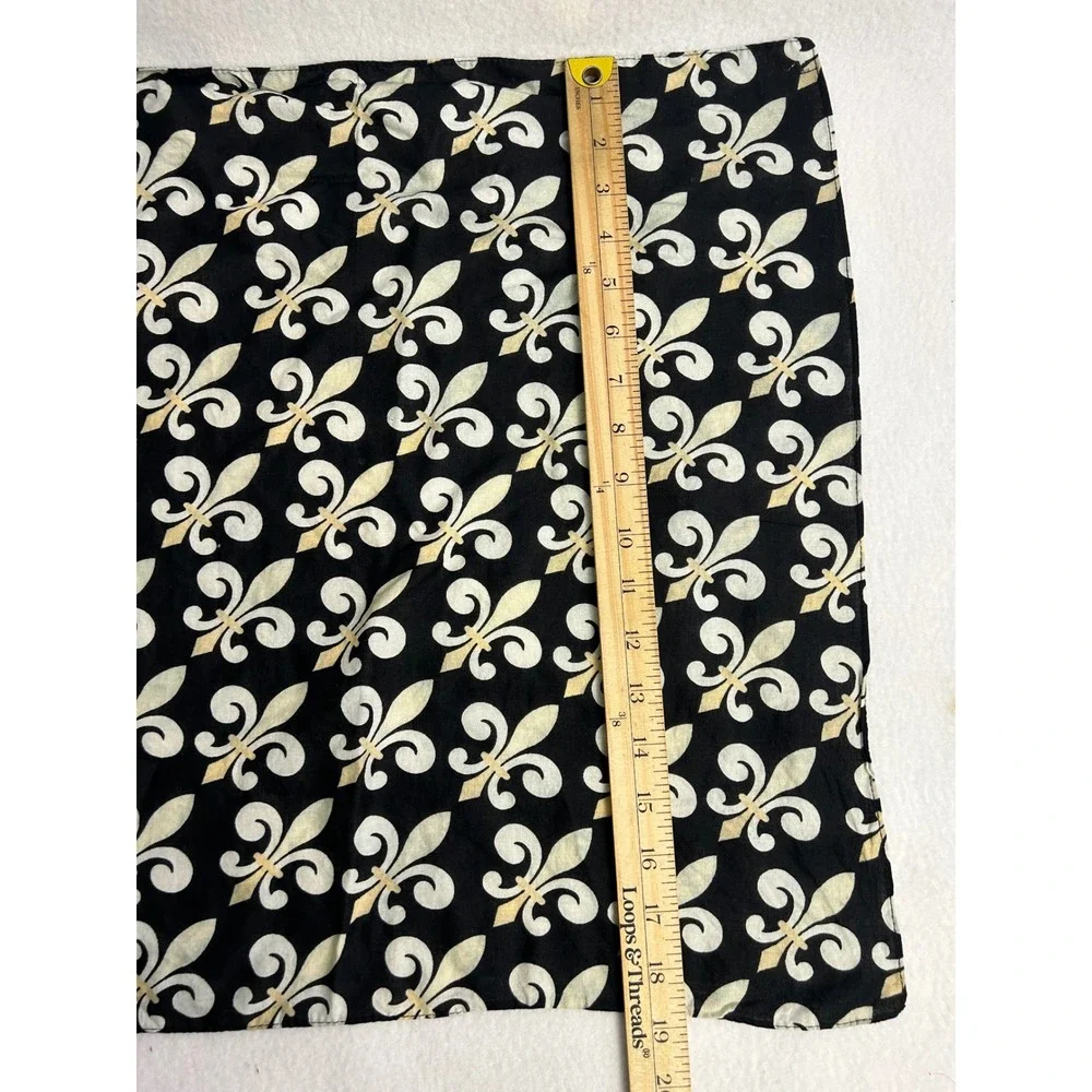 Fleur De Lis Gothic OS Black Cream Square Bandana Scarf Headwrap